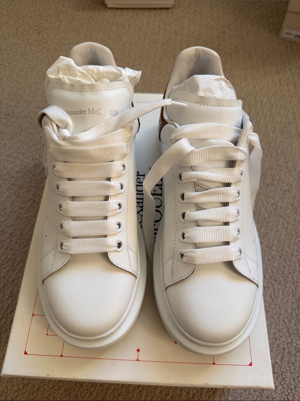 Alexander McQueen White Leather Oversized Sneakers